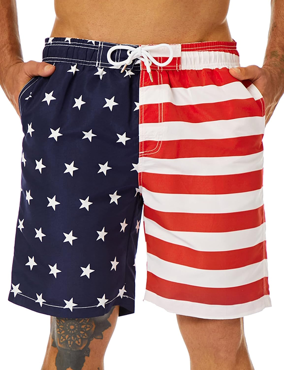 Mens Swim Trunks Long, Quick Dry Mens Boardshorts, 9 Inches Inseam Mens Bathing Suits with Mesh Lining