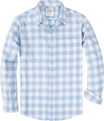 ® Flannel Shirt for Men Casual Button down Work Soft All Cotton Lightweight Flannel Mens Plaid Shirts Long Sleeve