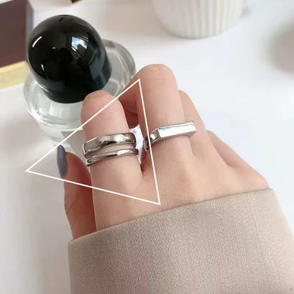 925 Sterling Silver Irregular Water Droplets Cross Ring Female Simple Retro Style Handmade Jewelry