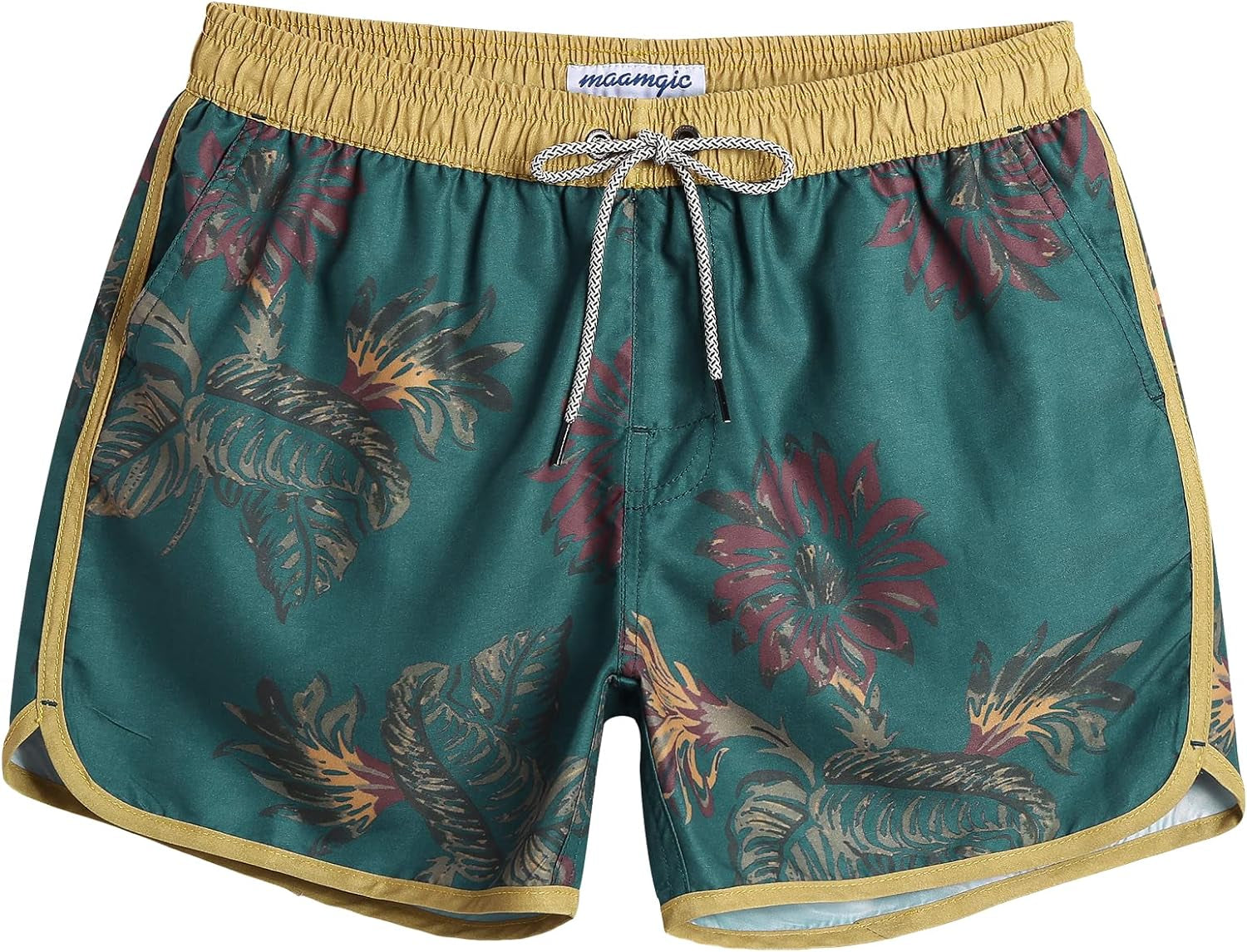 Mens Boys Short 80S 90S Vintage Swim Trunks with Mesh Lining Quick Dry Swim Suits Board Shorts