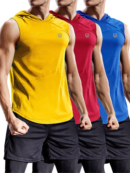 Dry Fit Workout Athletic Muscle Tank Top Running Shirts with Hoods