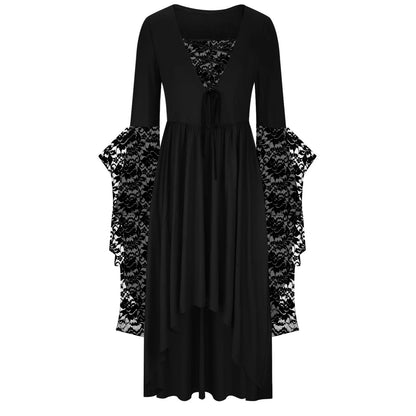 Womens Gothic Dress plus Size Flare Sleeve Dress Skull Lace Print Steampunk Dresses Cocktail Dresses Flowy Goth Corset Dress Maxi Wedding Guest Dresses Summer Savings