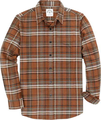 ® Flannel Shirt for Men Casual Button down Work Soft All Cotton Lightweight Flannel Mens Plaid Shirts Long Sleeve