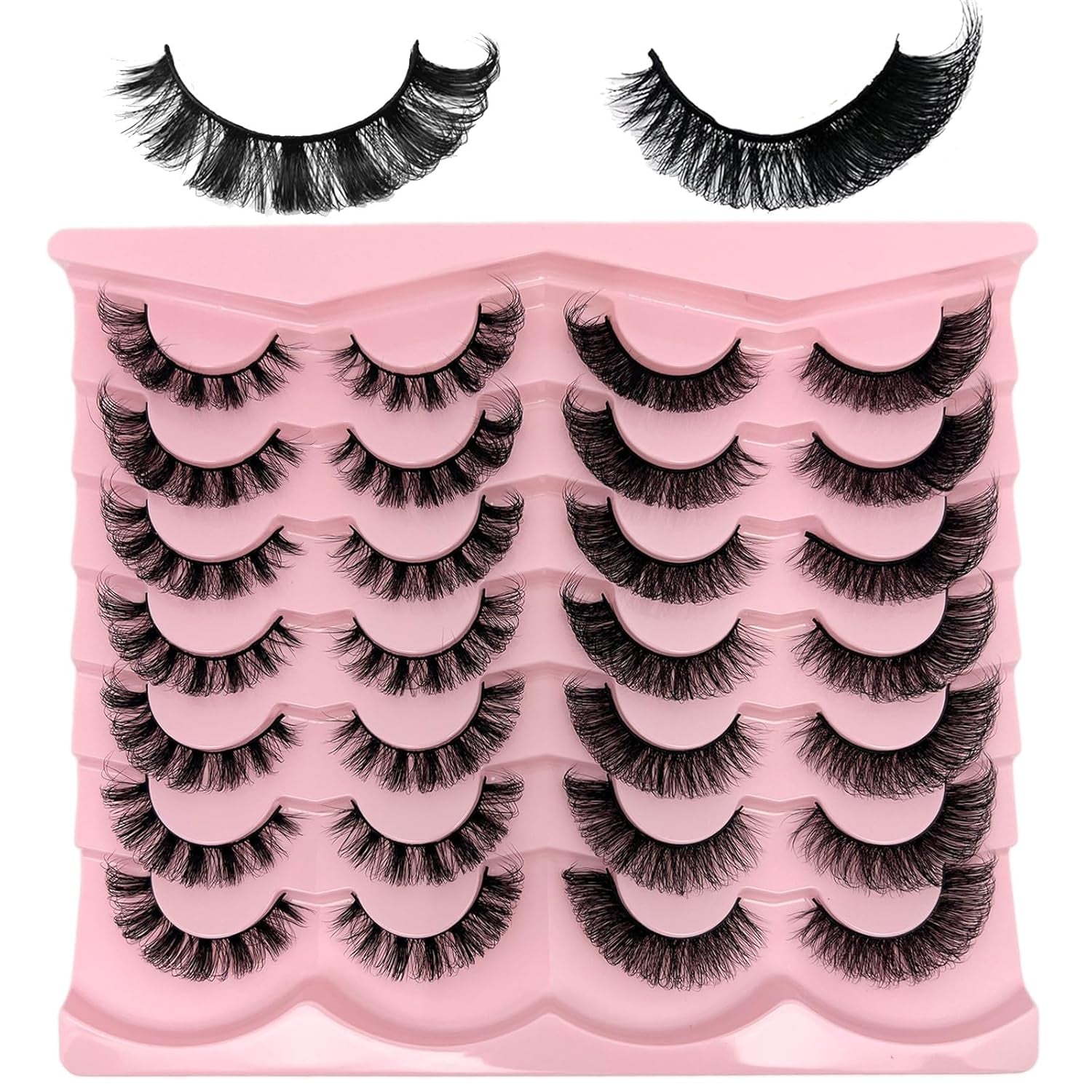 Fluffy Lashes Mink Wispy Cat Eye Faux Mink Eye Lashes Pack Soft Fake Strip Eyelashes 18Mm Long Volume False Eyelashes Natural Look