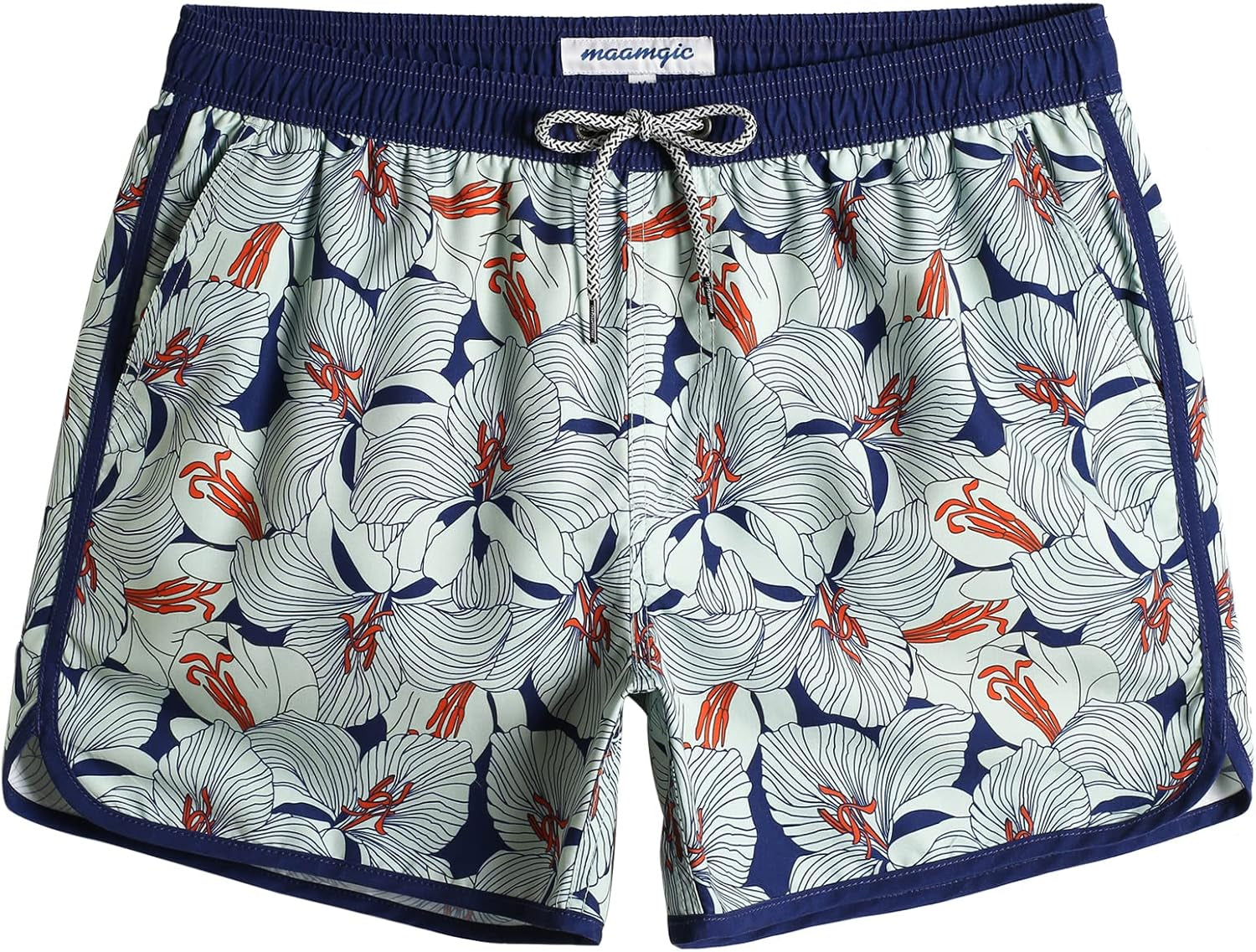 Mens Boys Short 80S 90S Vintage Swim Trunks with Mesh Lining Quick Dry Swim Suits Board Shorts