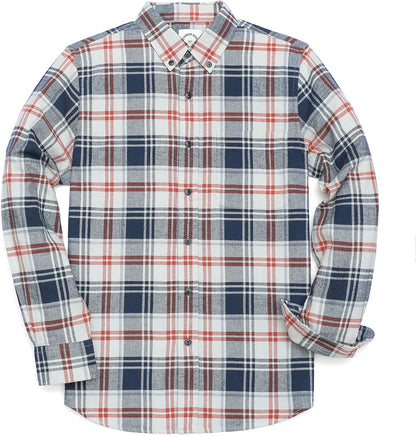 ® Flannel Shirt for Men Casual Button down Work Soft All Cotton Lightweight Flannel Mens Plaid Shirts Long Sleeve