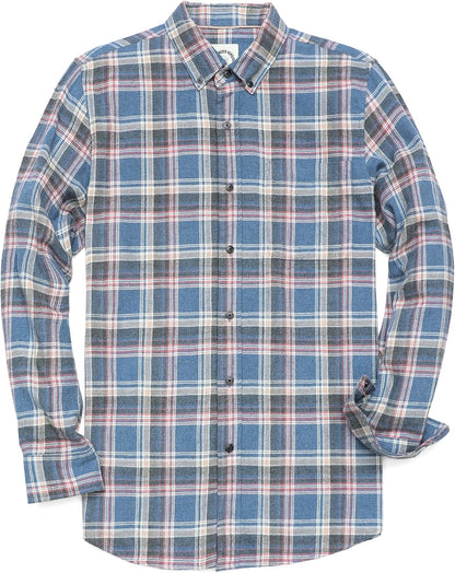 ® Flannel Shirt for Men Casual Button down Work Soft All Cotton Lightweight Flannel Mens Plaid Shirts Long Sleeve