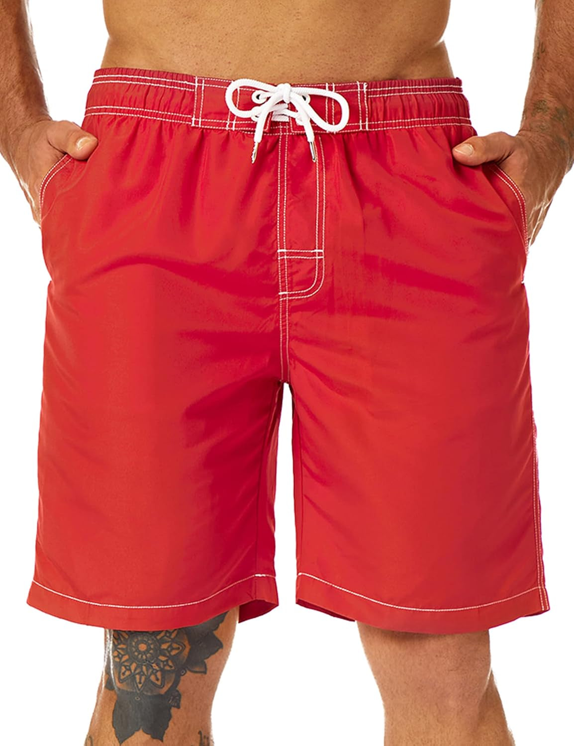 Mens Swim Trunks Long, Quick Dry Mens Boardshorts, 9 Inches Inseam Mens Bathing Suits with Mesh Lining