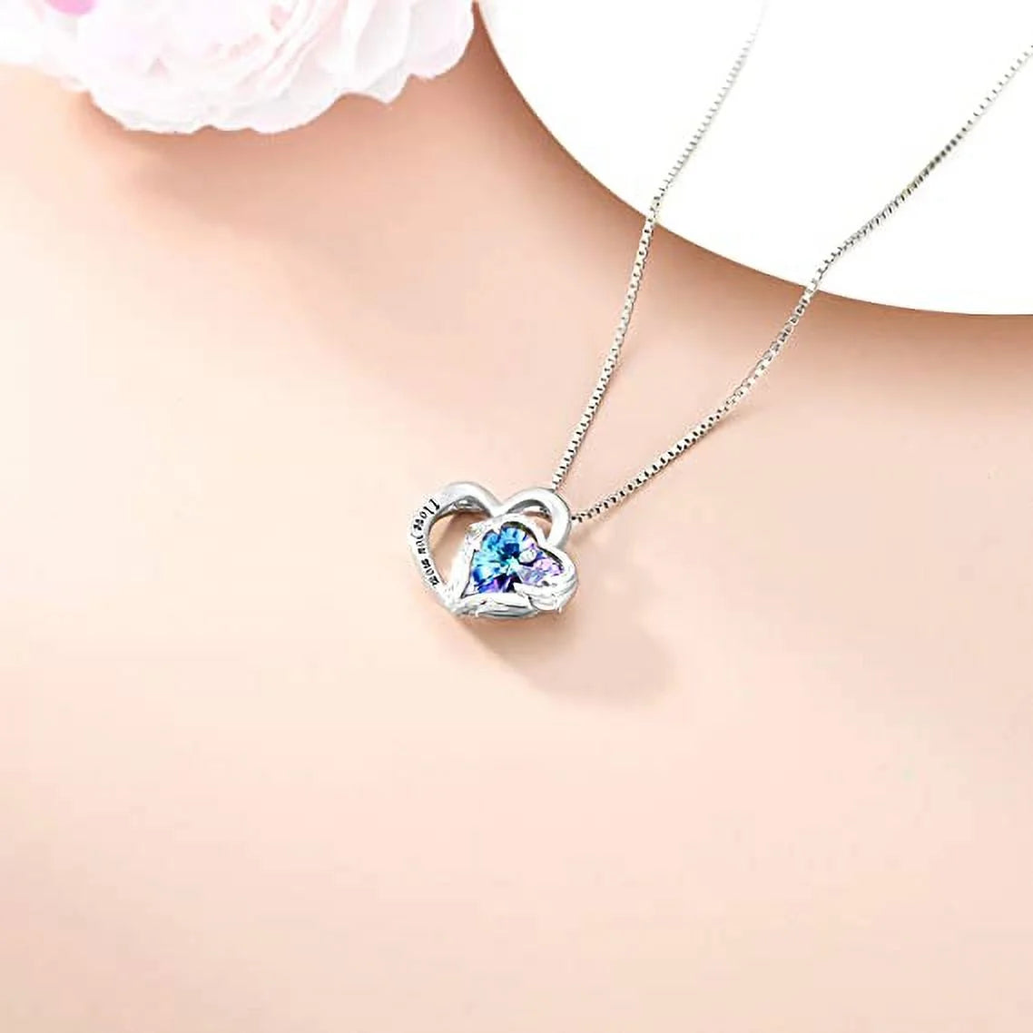 925 Sterling Silver I Love You Mom Heart Necklace with Austrian Crystals Gifts for Women Friends Mom