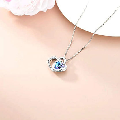 925 Sterling Silver I Love You Mom Heart Necklace with Austrian Crystals Gifts for Women Friends Mom