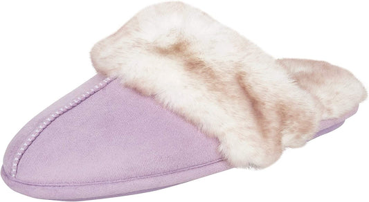 Women'S Comfy Faux Fur House Slipper Slip-On Scuff Memory Foam Soft Plush Lining