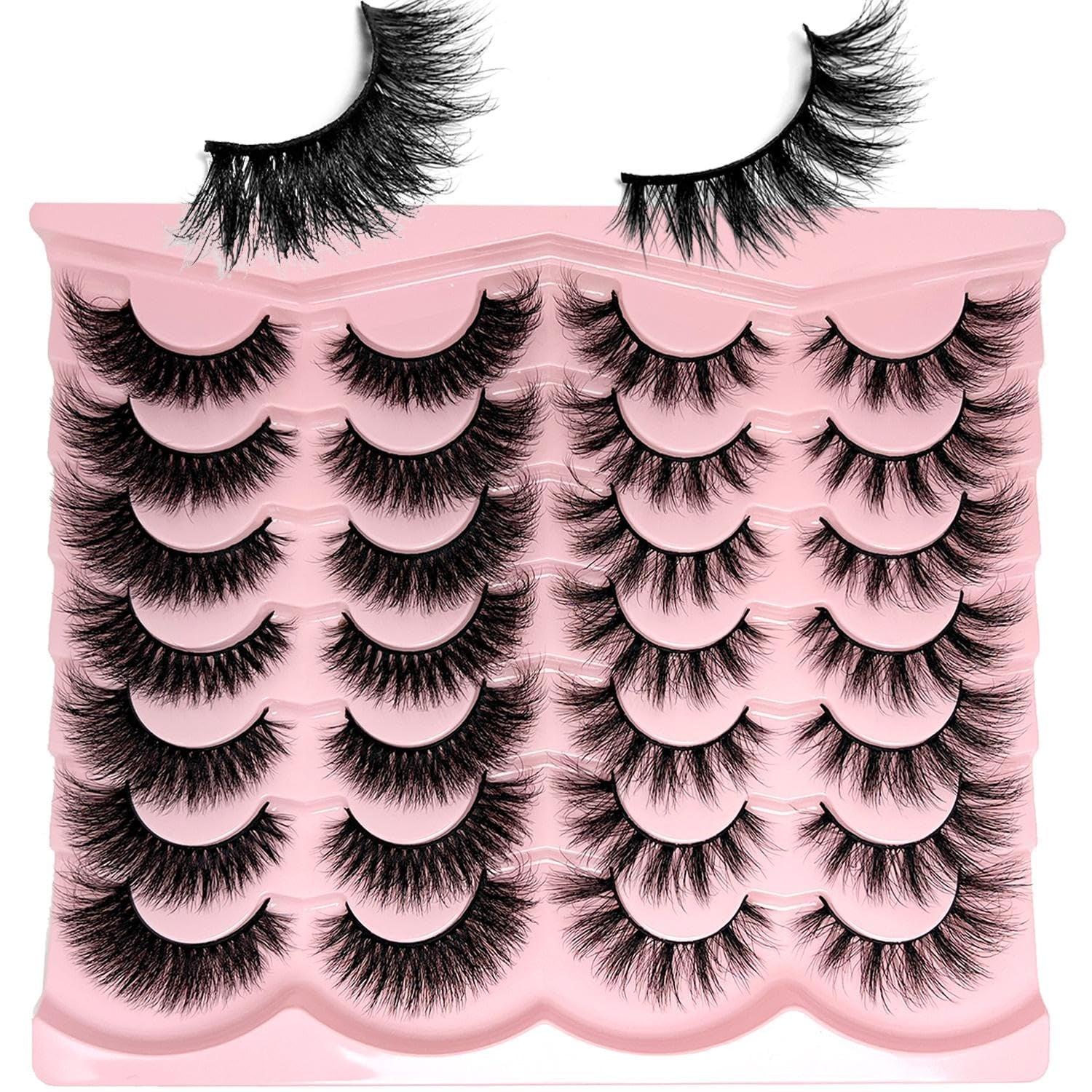 Fluffy Lashes Mink Wispy Cat Eye Faux Mink Eye Lashes Pack Soft Fake Strip Eyelashes 18Mm Long Volume False Eyelashes Natural Look