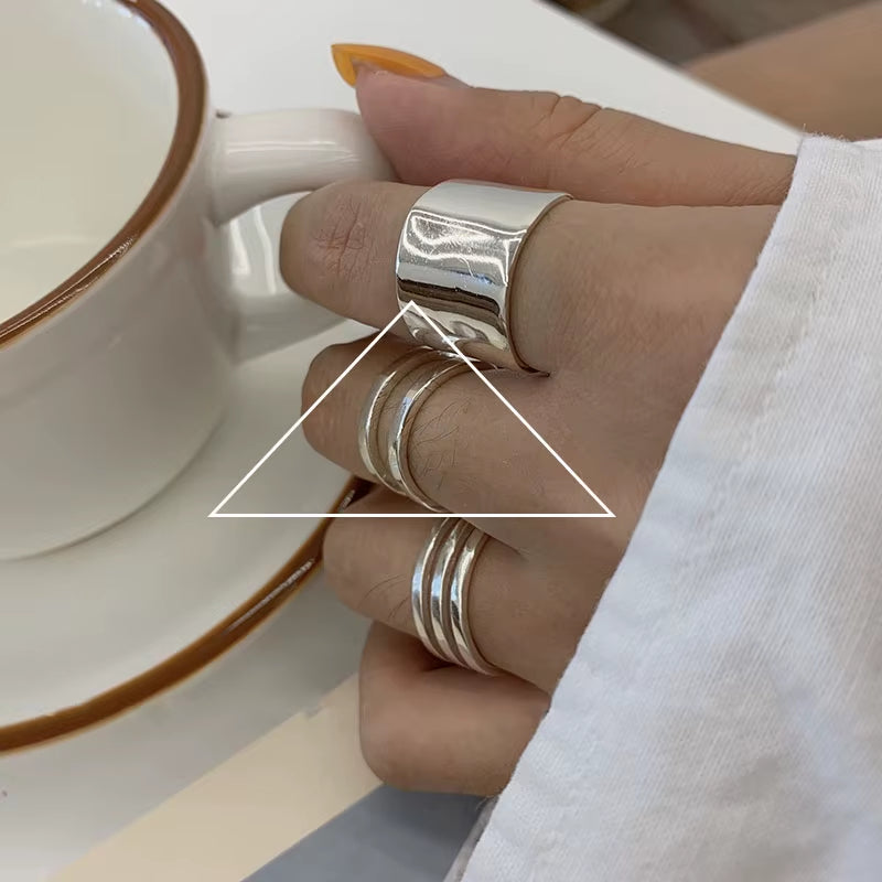 925 Sterling Silver Irregular Water Droplets Cross Ring Female Simple Retro Style Handmade Jewelry