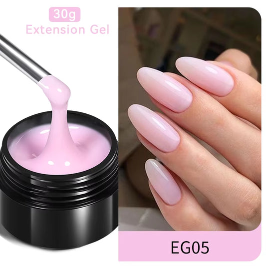 30Ml Glitter Pink Hard Jelly Nail Extension Gel Nail Polish Milky White Clear Color Soak off UV Construction Gel