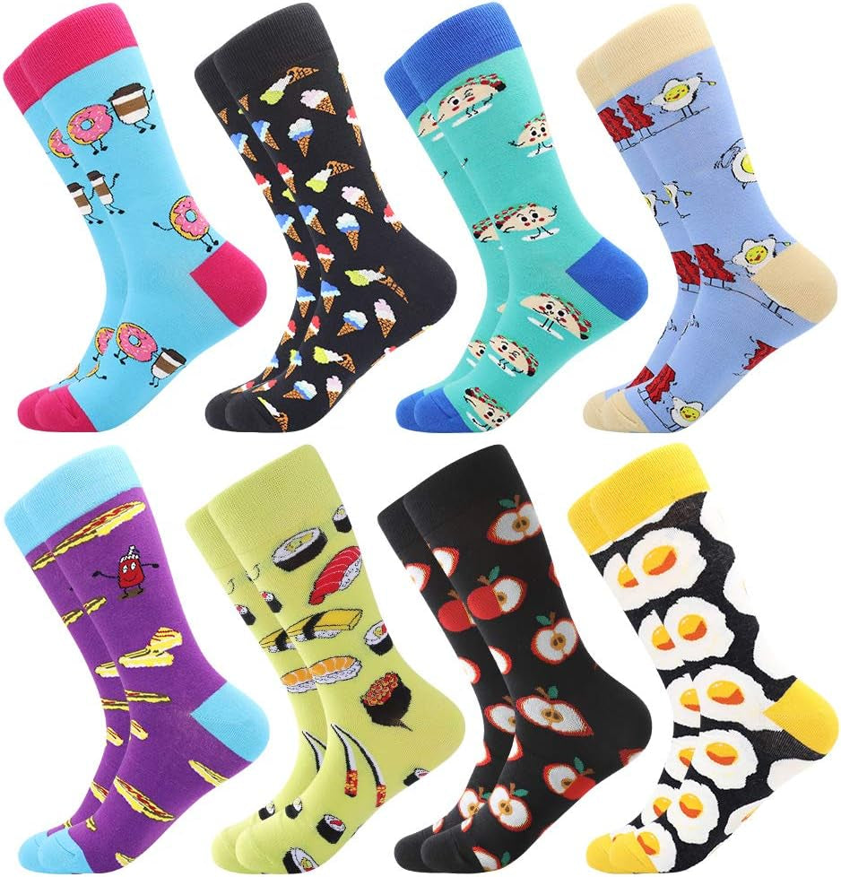 Fun Socks,Funny Socks for Men Novelty Crazy Crew Dress Socks,Cool Cute Food Graphic Animal Socks