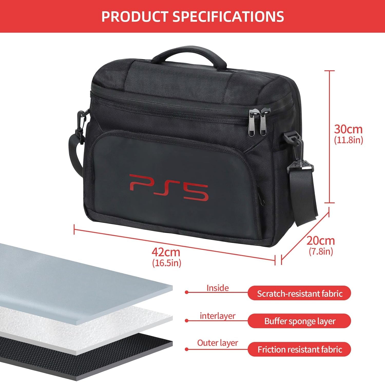 Ps5 Bag Ps5 Carrying Case Storage Case Bag for Play-Station 5 Slim Controller Console Ps5 Slim Travel Carrying Bag Travel Case for Game Disc Gaming Mice USB Cable Charger & Accessories