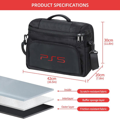 Ps5 Bag Ps5 Carrying Case Storage Case Bag for Play-Station 5 Slim Controller Console Ps5 Slim Travel Carrying Bag Travel Case for Game Disc Gaming Mice USB Cable Charger & Accessories