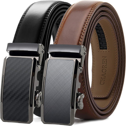 Mens Dress Belt Leather 2 Pack - Mens Ratchet Belt for Dress Shirt and Pants Every Occasion (32Mm)