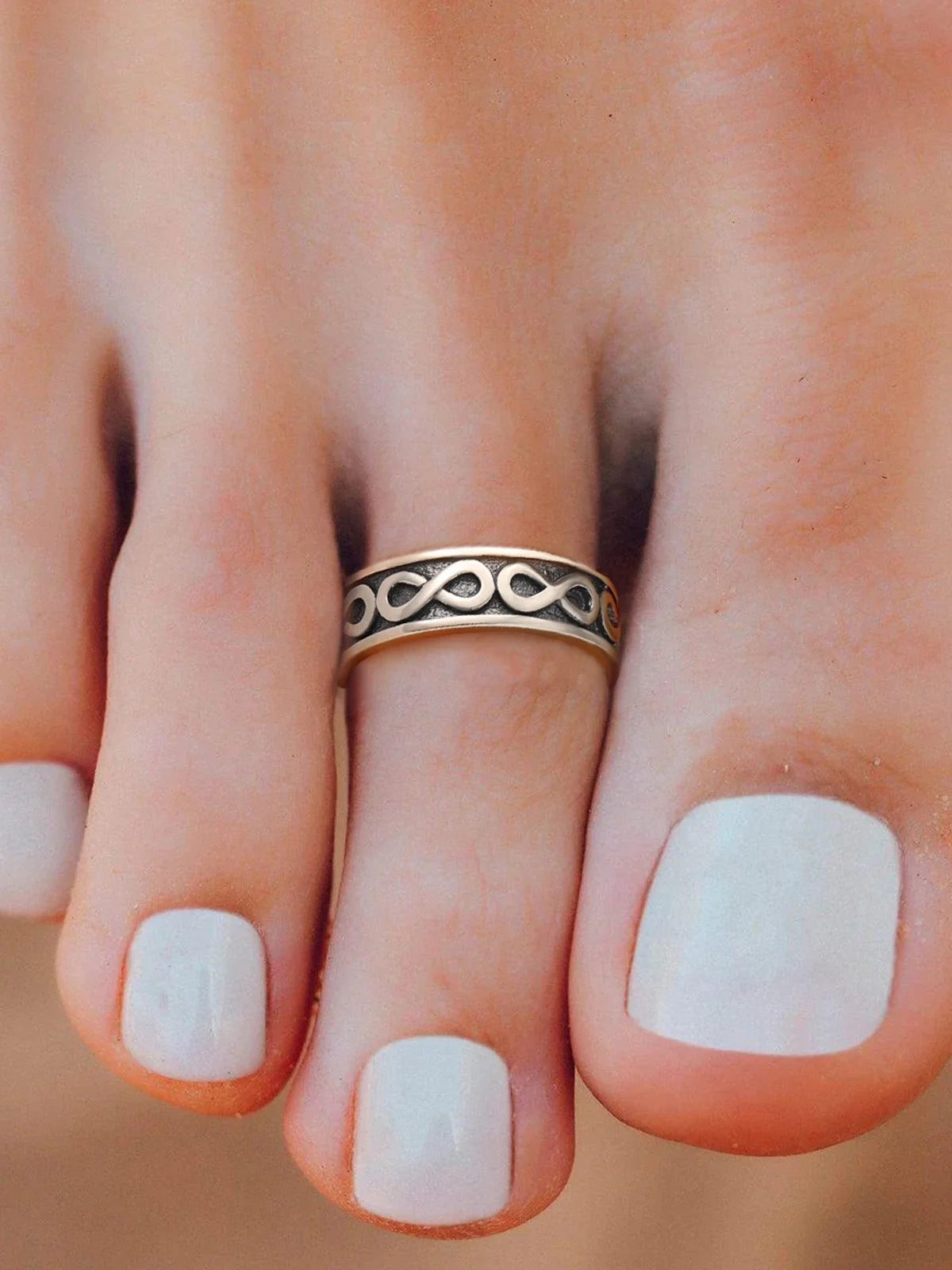 Infinity Toe Ring for Women 925 Sterling Silver Adjustable Open Toe Band Ring Hypoallergenic Beach Foot Jewelry Gift for Summer Holiday