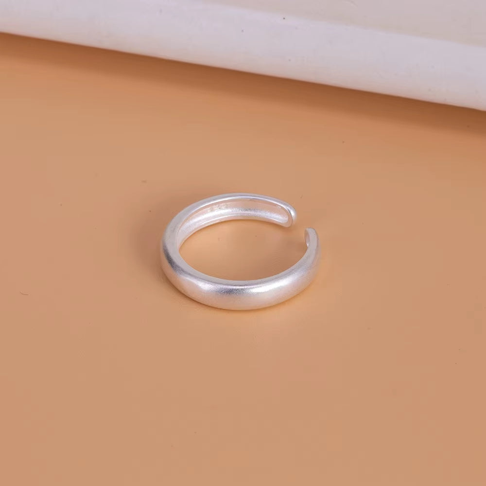 925 Sterling Silver Irregular Water Droplets Cross Ring Female Simple Retro Style Handmade Jewelry