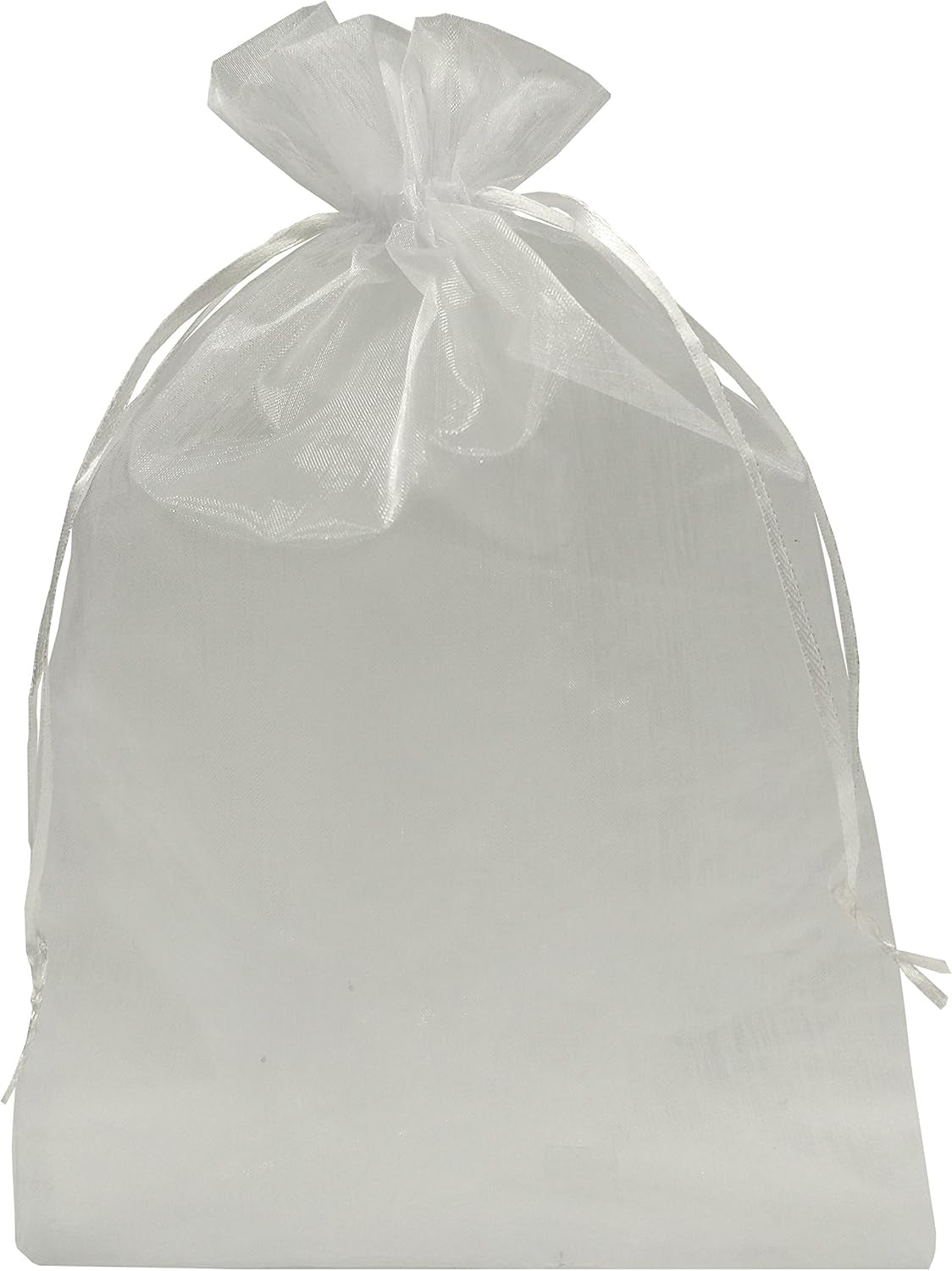 100Pcs Sheer Organza Favor Bags 8 X 12 Large Organza Drawstring Bags (Cream)