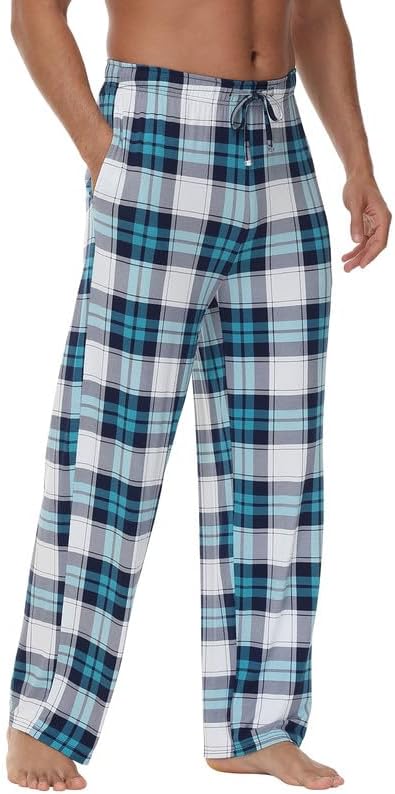 Mens Bamboo Viscose Pajama Pants Soft Lounge Bottoms Knit Big and Long Sweatpants Lightweight Sleep Pant Drawstring S-4X