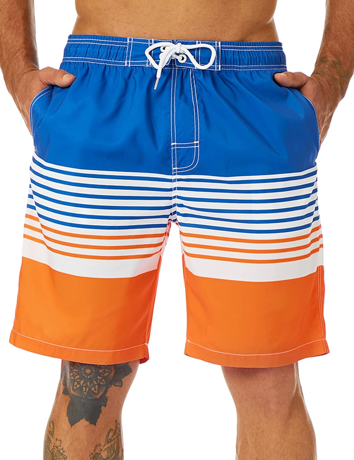 Mens Swim Trunks Long, Quick Dry Mens Boardshorts, 9 Inches Inseam Mens Bathing Suits with Mesh Lining