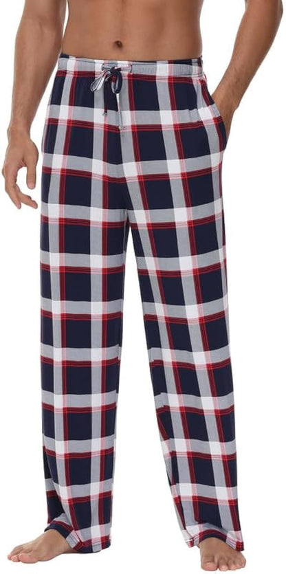 Mens Bamboo Viscose Pajama Pants Soft Lounge Bottoms Knit Big and Long Sweatpants Lightweight Sleep Pant Drawstring S-4X