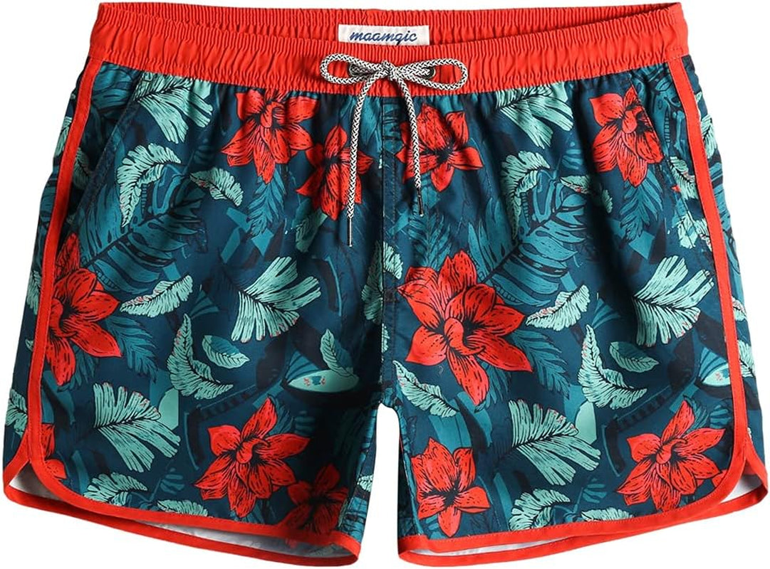 Mens Boys Short 80S 90S Vintage Swim Trunks with Mesh Lining Quick Dry Swim Suits Board Shorts