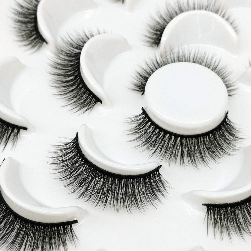 False Eyelashes Lashes Natural Look Thick Short 3D Faux Mink Lashes Strip 10Mm Reusable Soft Wispy Lashes Pack Vegan Natural Lashes 10 Pairs(Natural Short Lashes)