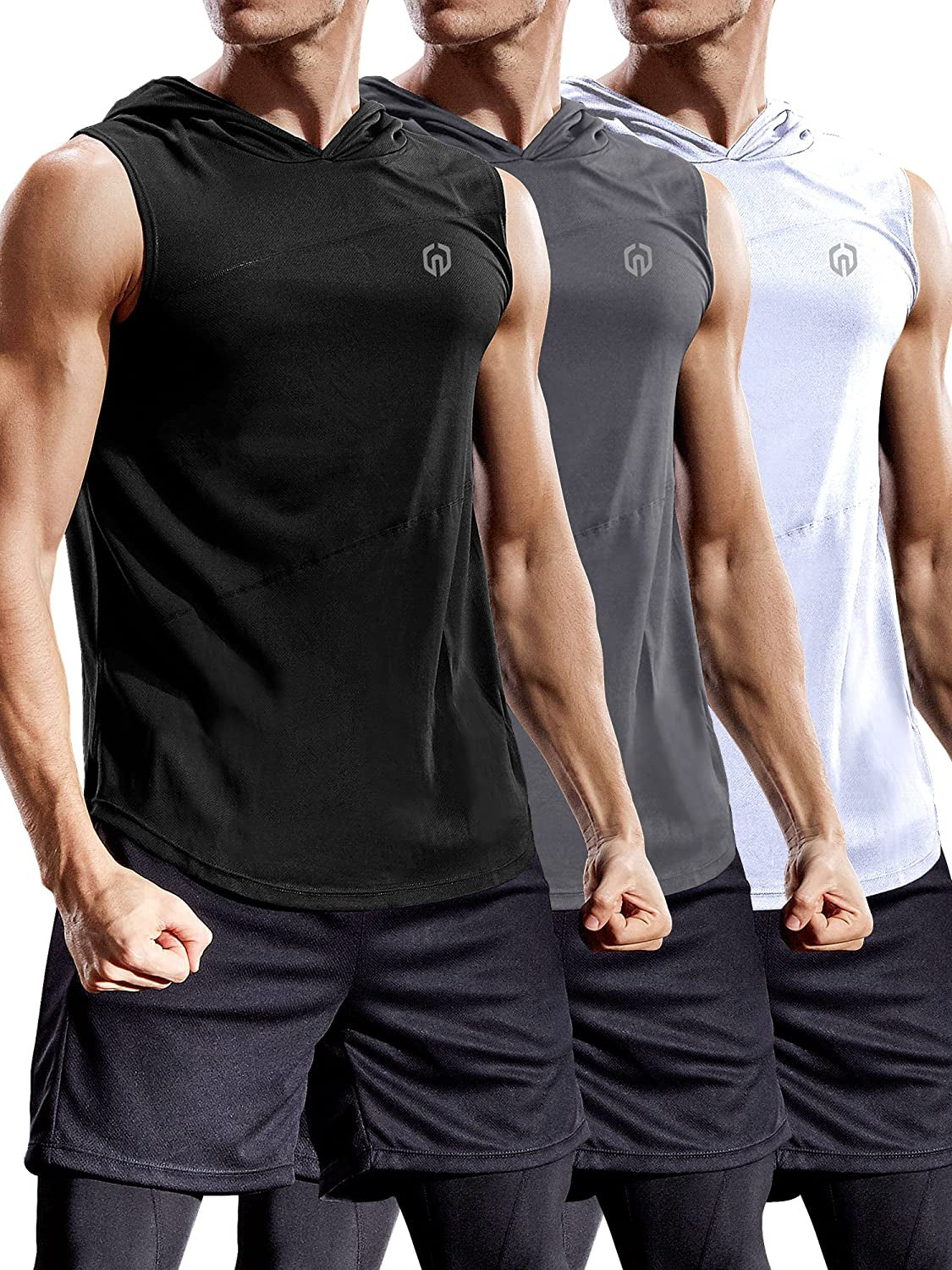 Dry Fit Workout Athletic Muscle Tank Top Running Shirts with Hoods