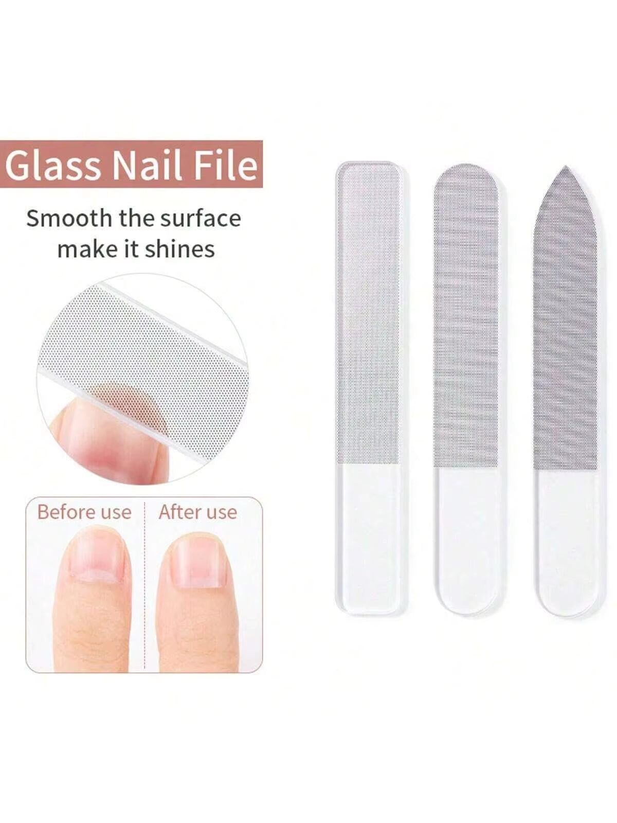 3Pcs Nano Glass Nail Files Professional Sanding Polishing Files Transparent Nail File Grinding Equipment Manicure Art Tools