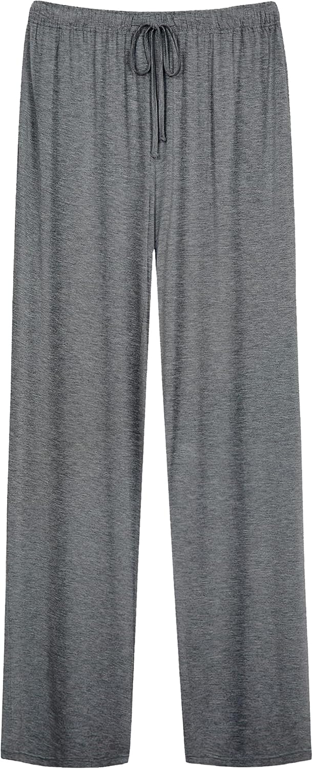 Mens Bamboo Viscose Pajama Pants Soft Lounge Bottoms Knit Big and Long Sweatpants Lightweight Sleep Pant Drawstring S-4X