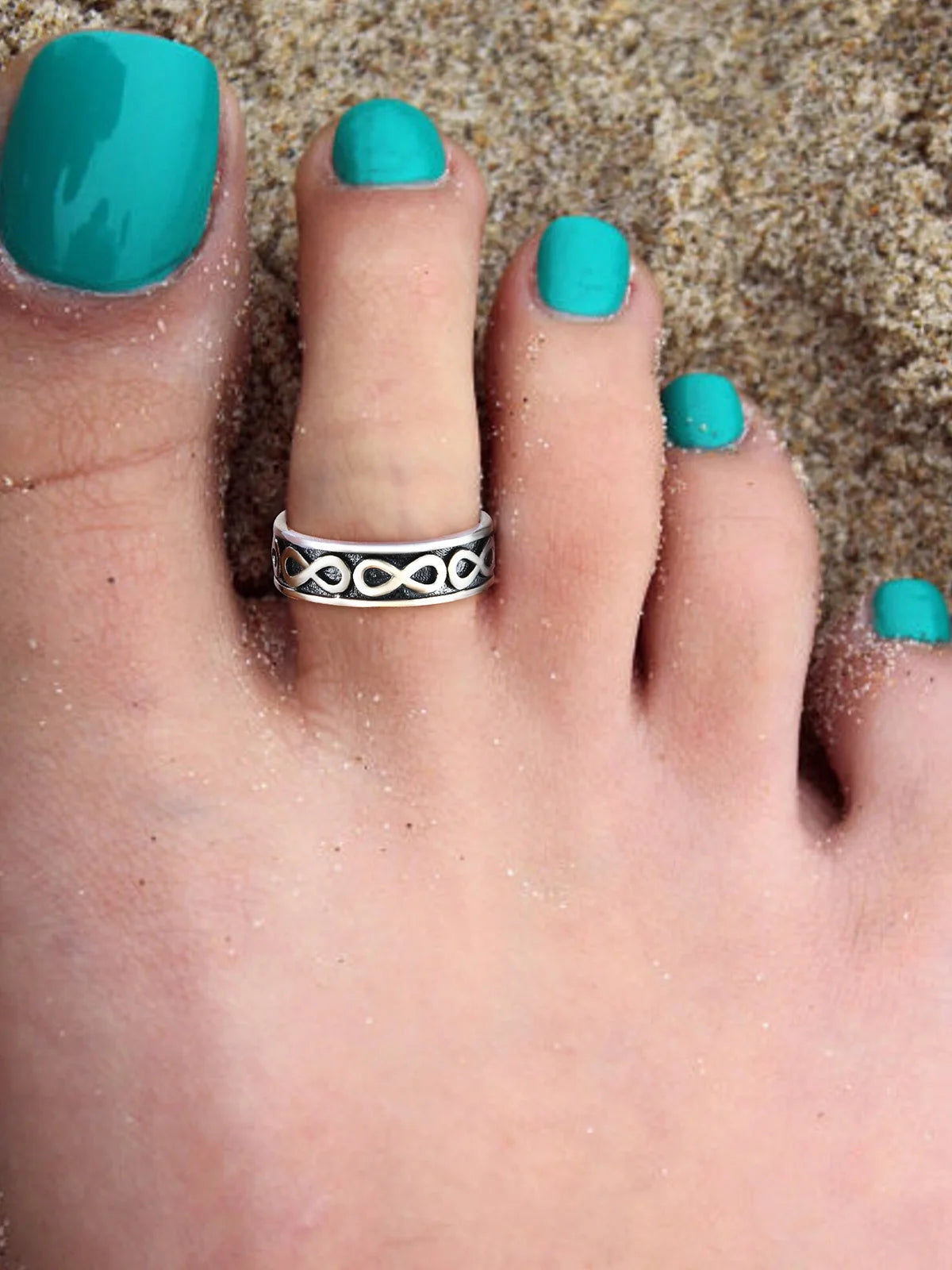 Infinity Toe Ring for Women 925 Sterling Silver Adjustable Open Toe Band Ring Hypoallergenic Beach Foot Jewelry Gift for Summer Holiday