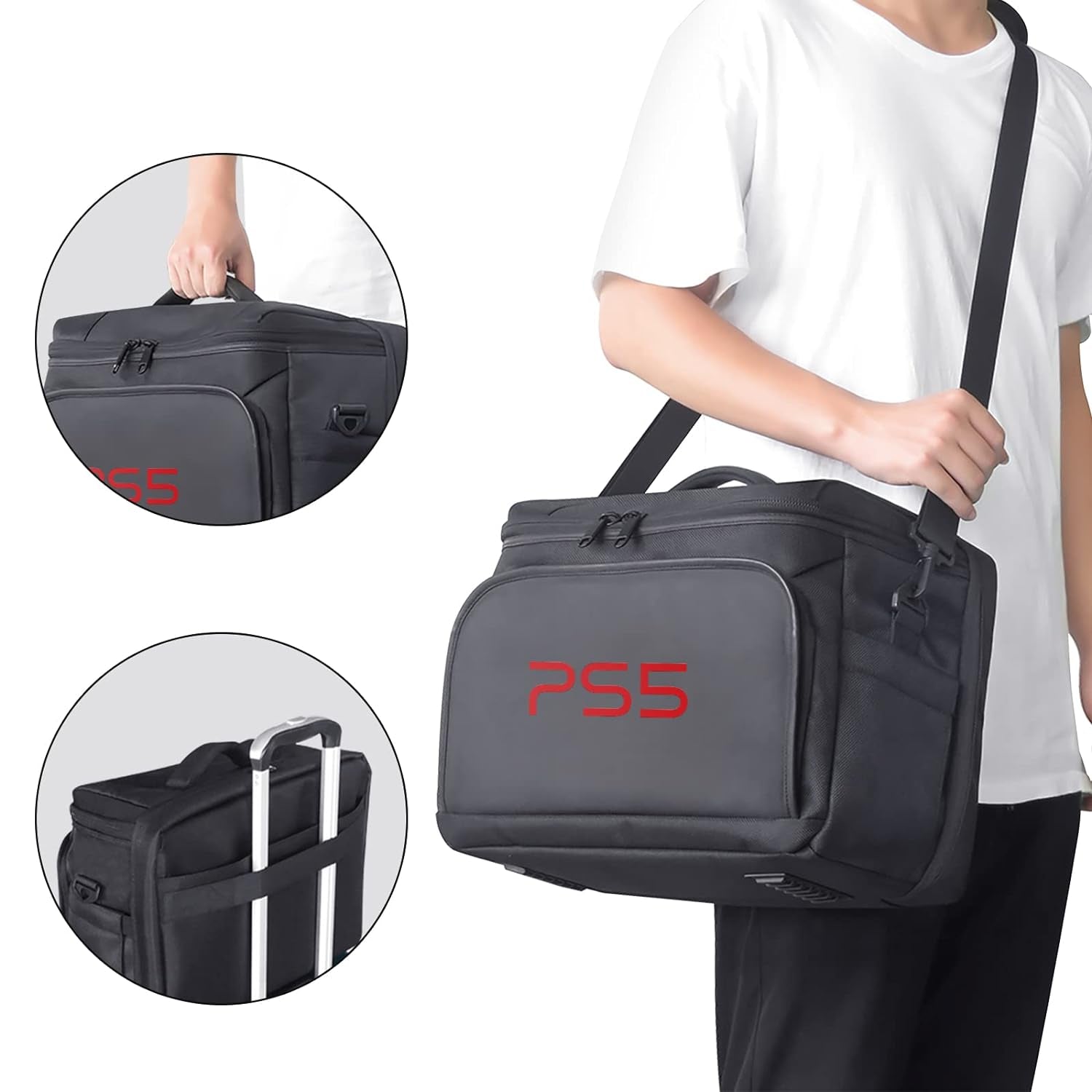 Ps5 Bag Ps5 Carrying Case Storage Case Bag for Play-Station 5 Slim Controller Console Ps5 Slim Travel Carrying Bag Travel Case for Game Disc Gaming Mice USB Cable Charger & Accessories