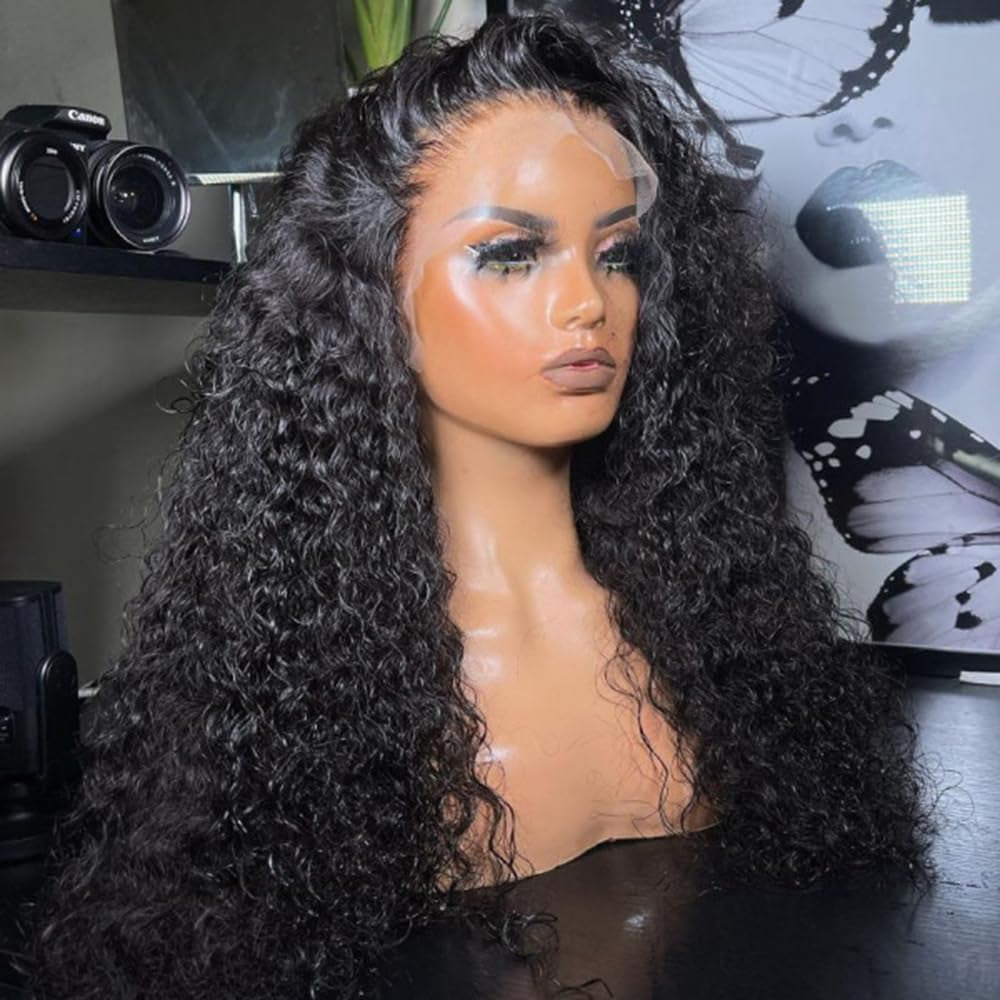 Wear and Go Glueless Wigs 5X5 SKINLIKE Real HD Lace Front Human Hair Wigs Small Knots 200% Density Invisible 0.1Mm Ultra-Thin Curly Wave Human Hair Pre Plucked Cut Lace (5X5 SKINLIKE Real HD, 20 Inch)