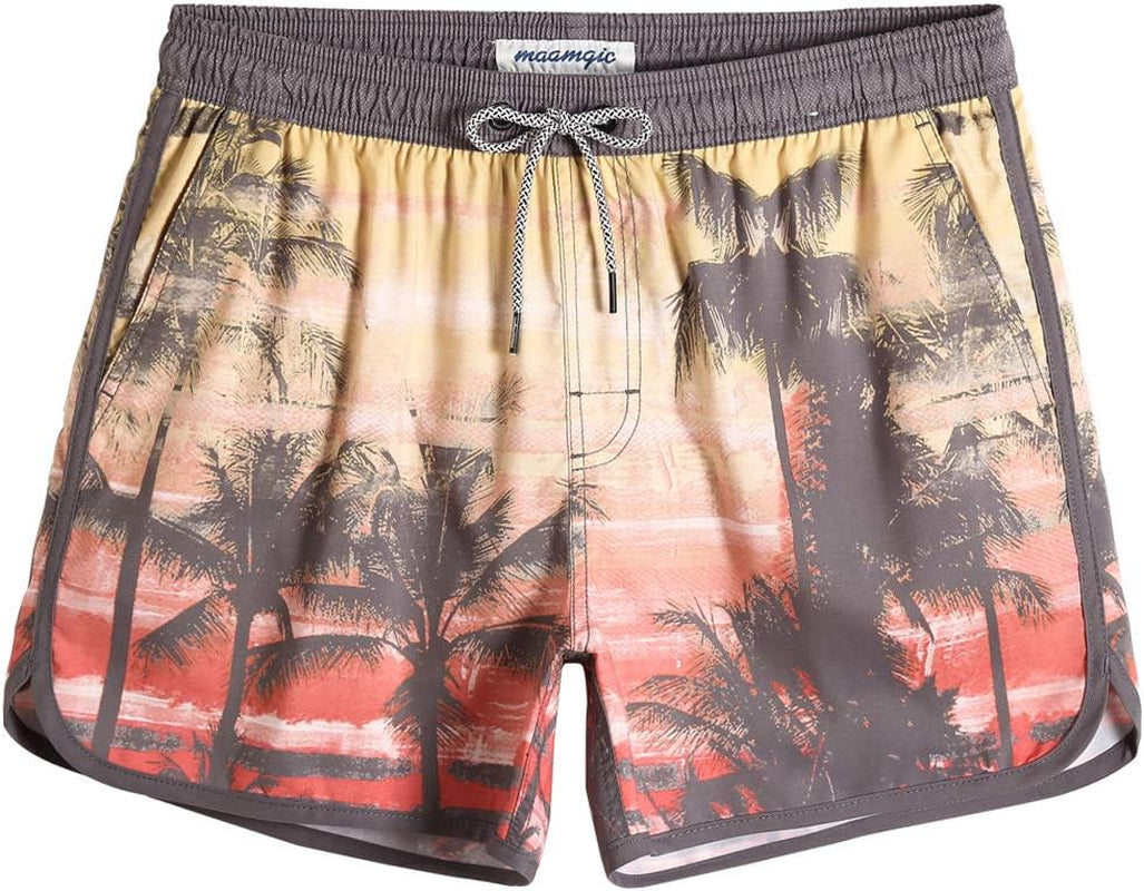 Mens Boys Short 80S 90S Vintage Swim Trunks with Mesh Lining Quick Dry Swim Suits Board Shorts