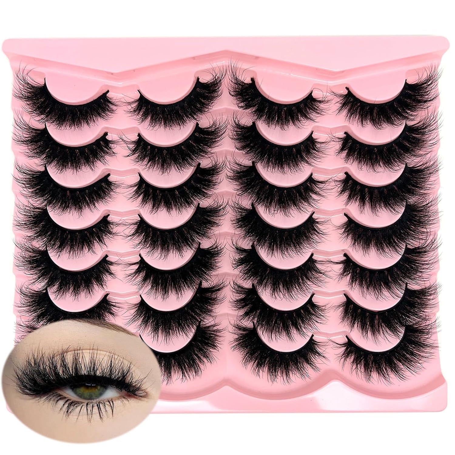 Fluffy Lashes Mink Wispy Cat Eye Faux Mink Eye Lashes Pack Soft Fake Strip Eyelashes 18Mm Long Volume False Eyelashes Natural Look