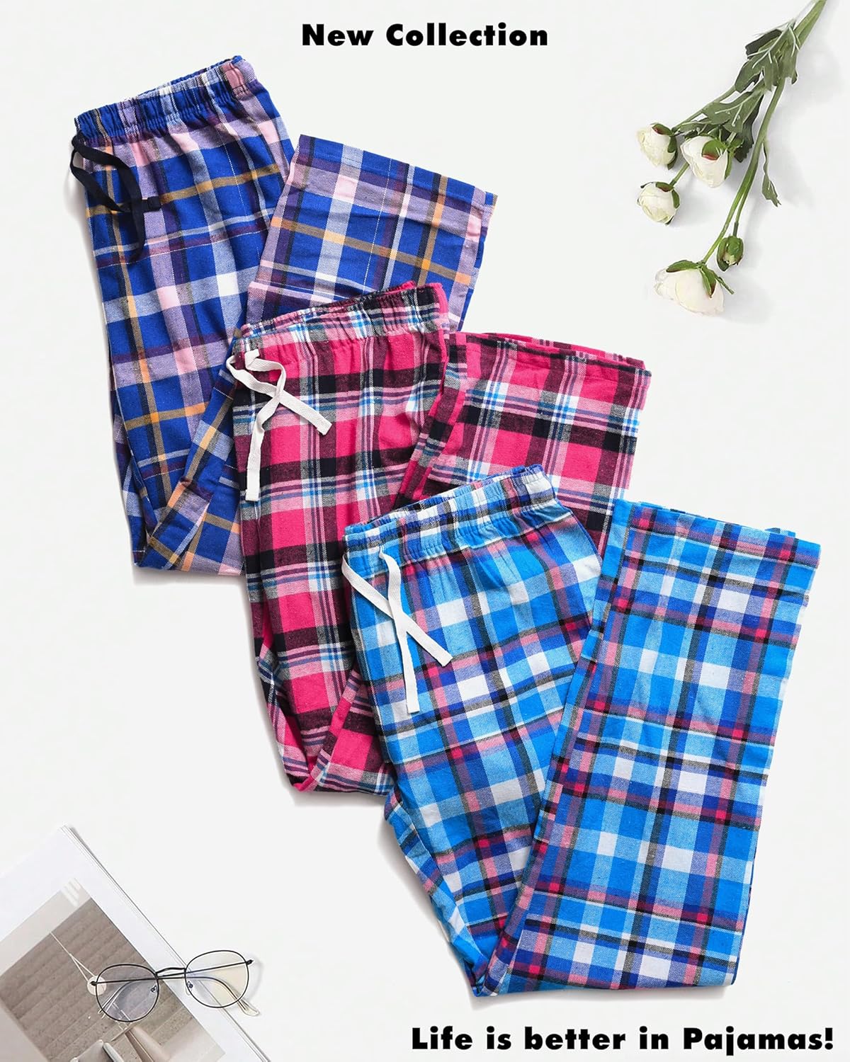 Cotton-Blend Flannel Pajama Pants for Women (S-2X)