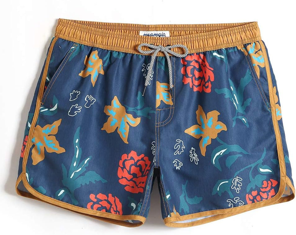 Mens Boys Short 80S 90S Vintage Swim Trunks with Mesh Lining Quick Dry Swim Suits Board Shorts