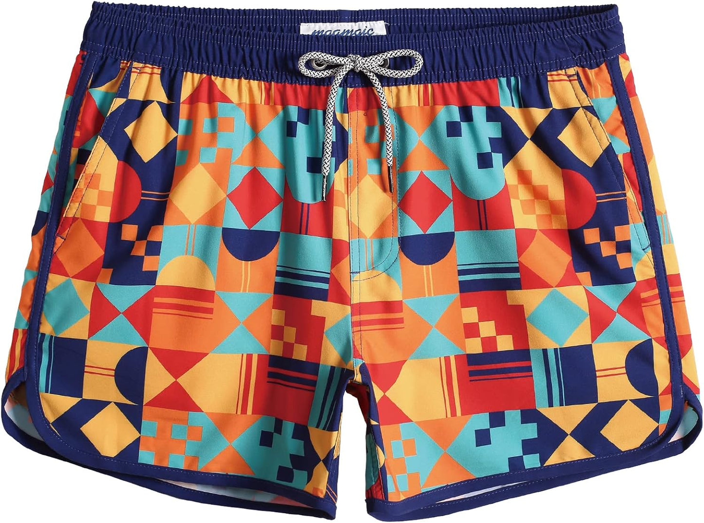 Mens Boys Short 80S 90S Vintage Swim Trunks with Mesh Lining Quick Dry Swim Suits Board Shorts