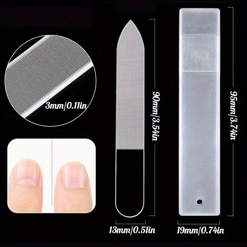 3Pcs Nano Glass Nail Files Professional Sanding Polishing Files Transparent Nail File Grinding Equipment Manicure Art Tools