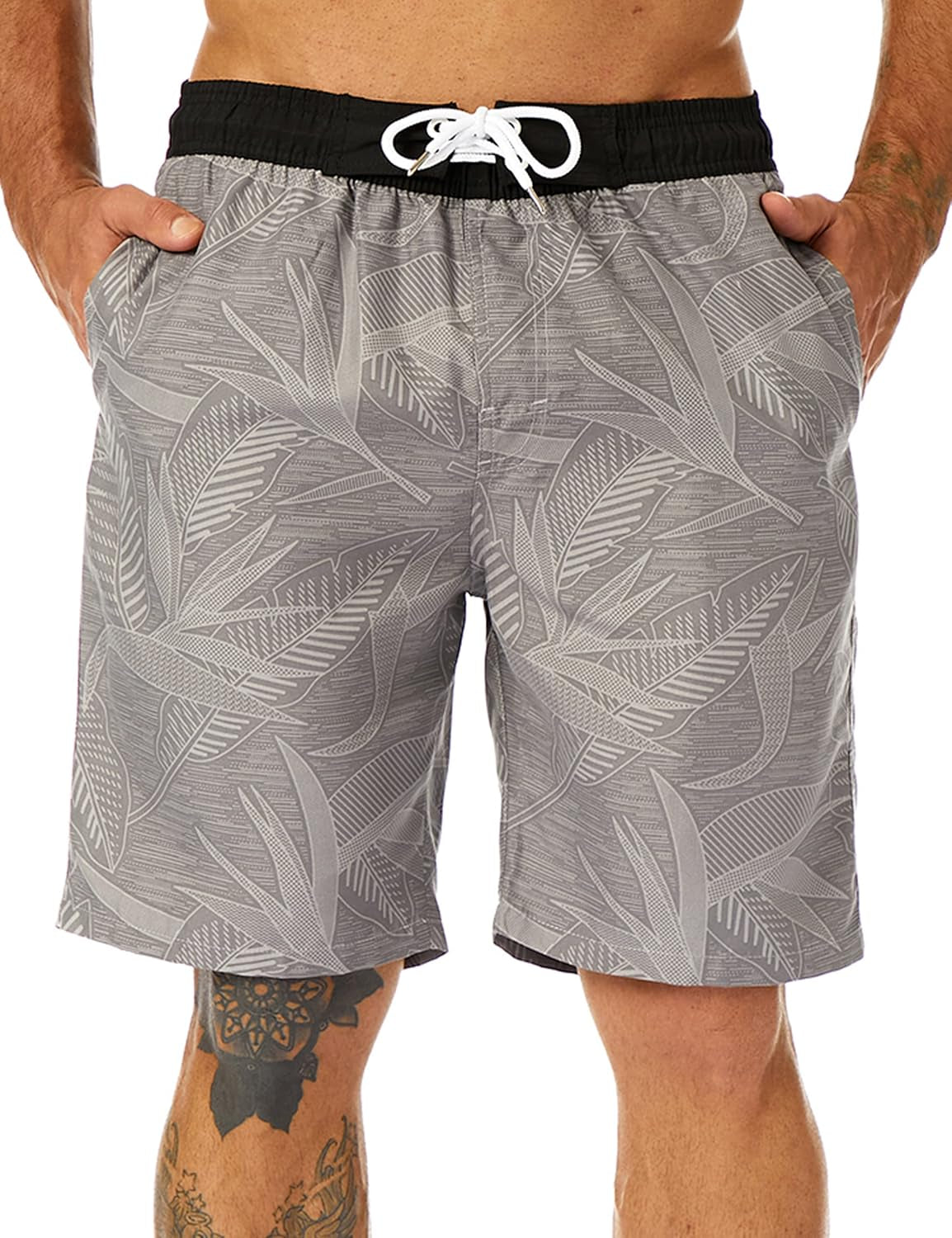 Mens Swim Trunks Long, Quick Dry Mens Boardshorts, 9 Inches Inseam Mens Bathing Suits with Mesh Lining