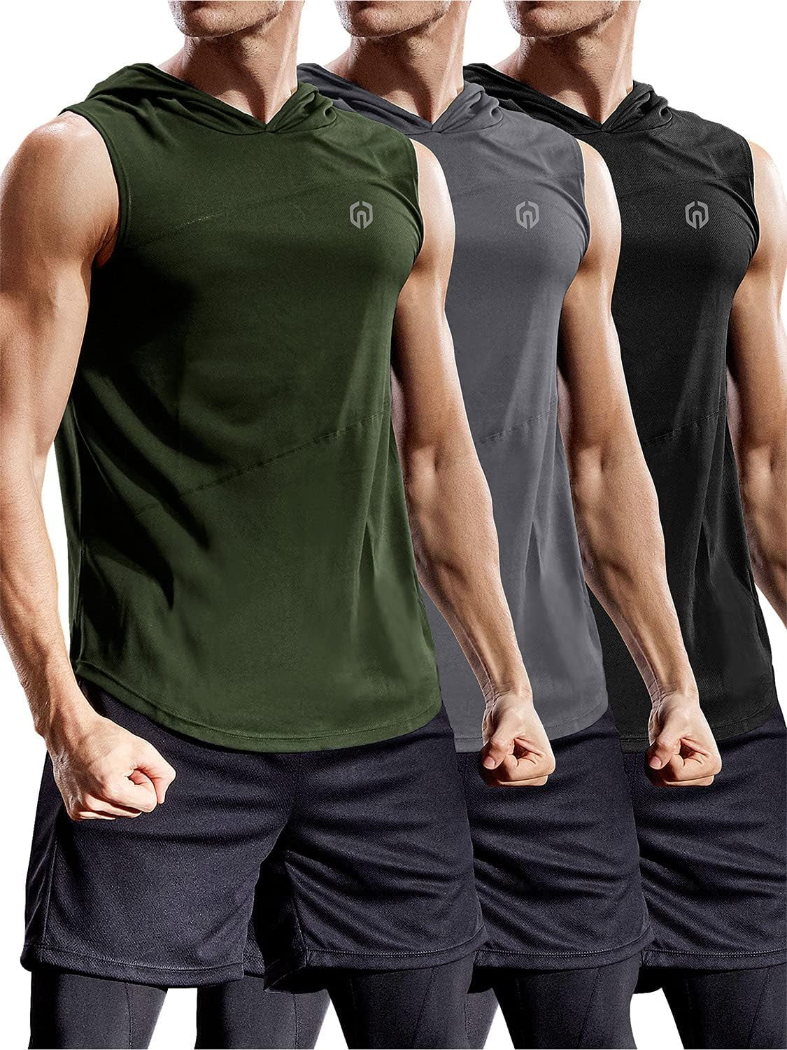 Dry Fit Workout Athletic Muscle Tank Top Running Shirts with Hoods