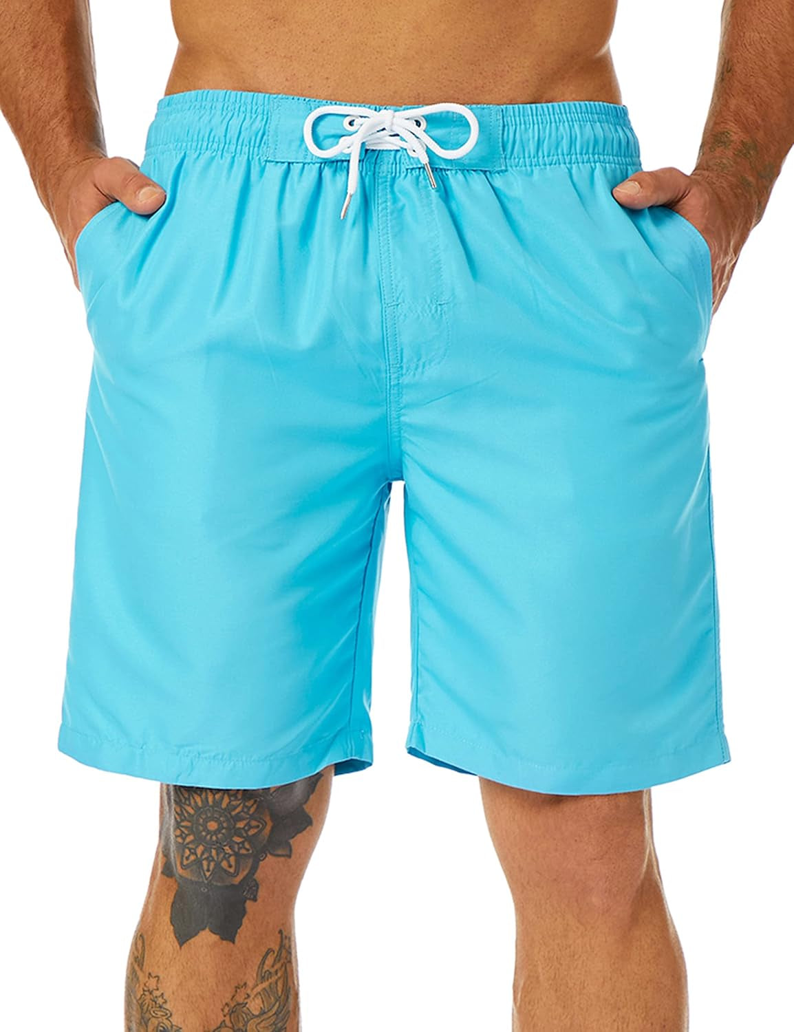 Mens Swim Trunks Long, Quick Dry Mens Boardshorts, 9 Inches Inseam Mens Bathing Suits with Mesh Lining