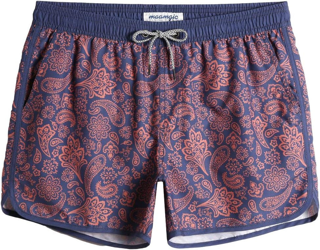 Mens Boys Short 80S 90S Vintage Swim Trunks with Mesh Lining Quick Dry Swim Suits Board Shorts