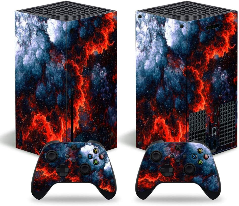 Whole Body Protective Vinyl Skin Decal Cover for Microsoft Xbox Series X Console, Purple Lines Xbox Series X Skins Wrap Sticker with Two Free Wireless Controller Decals