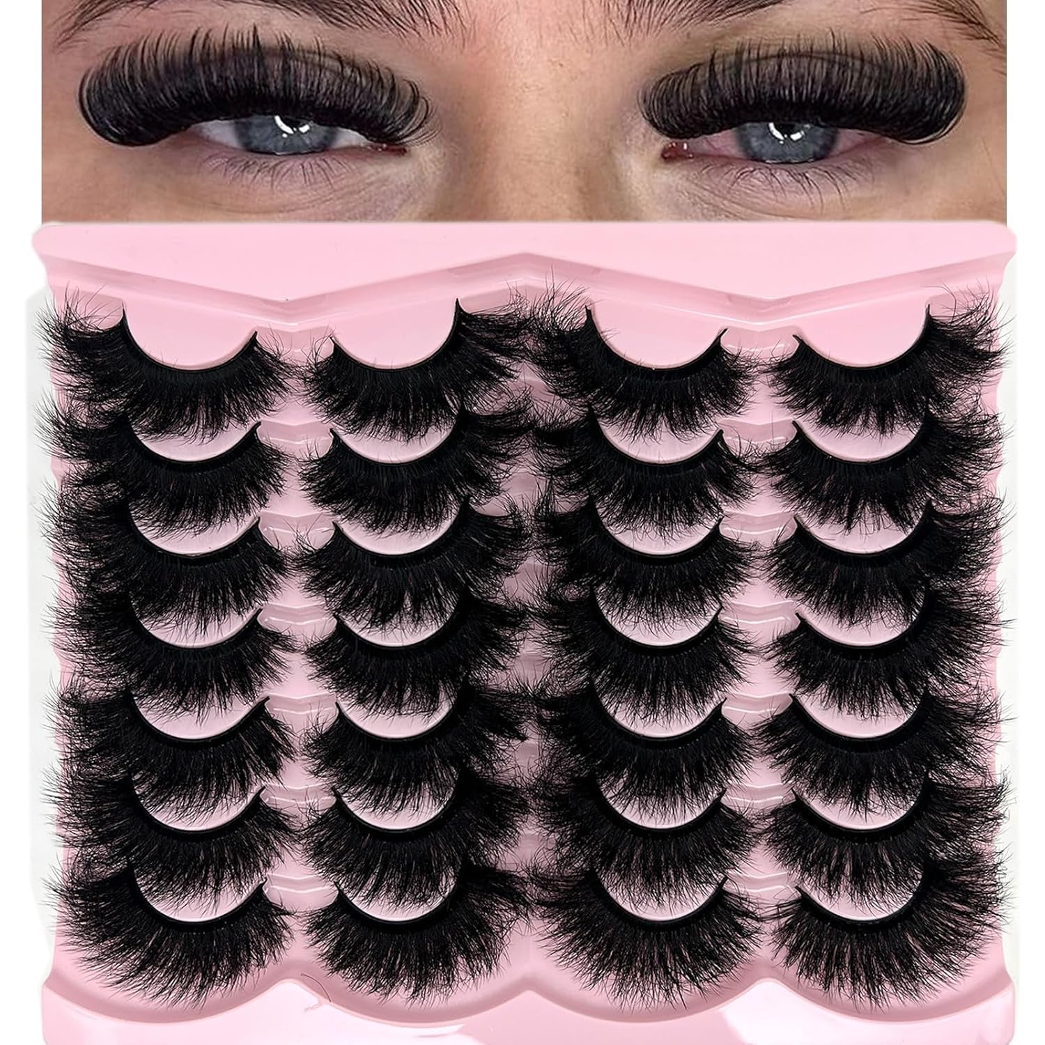 Fluffy Lashes Mink Wispy Cat Eye Faux Mink Eye Lashes Pack Soft Fake Strip Eyelashes 18Mm Long Volume False Eyelashes Natural Look