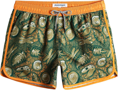 Mens Boys Short 80S 90S Vintage Swim Trunks with Mesh Lining Quick Dry Swim Suits Board Shorts