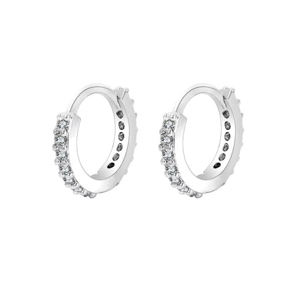 1Pair Stainless Steel Minimal Hoop Earrings Crystal Zirconia Small Huggie Thin Cartilage Earrings Helix Tragus Piercing Jewelry